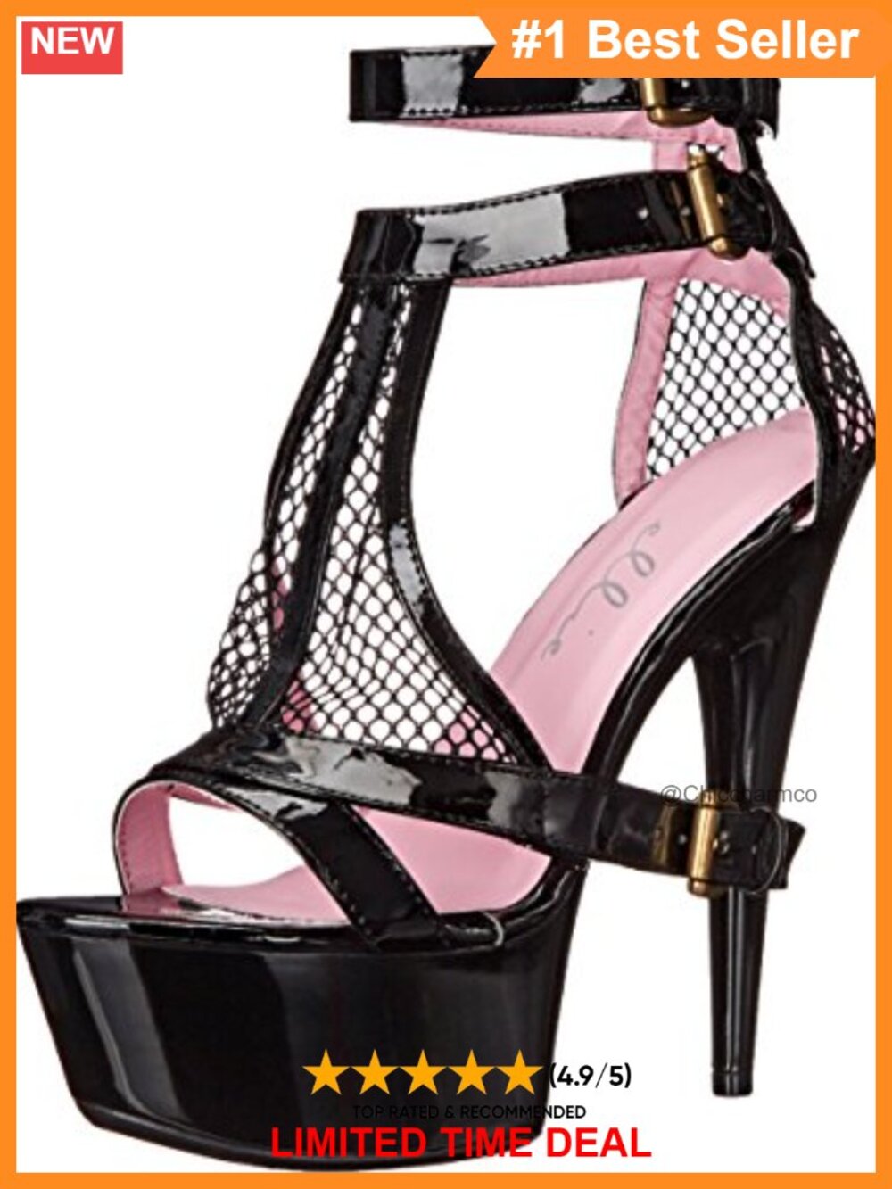 Women's Platform Heeled Dance Boots with Ankle Strap and Buckle